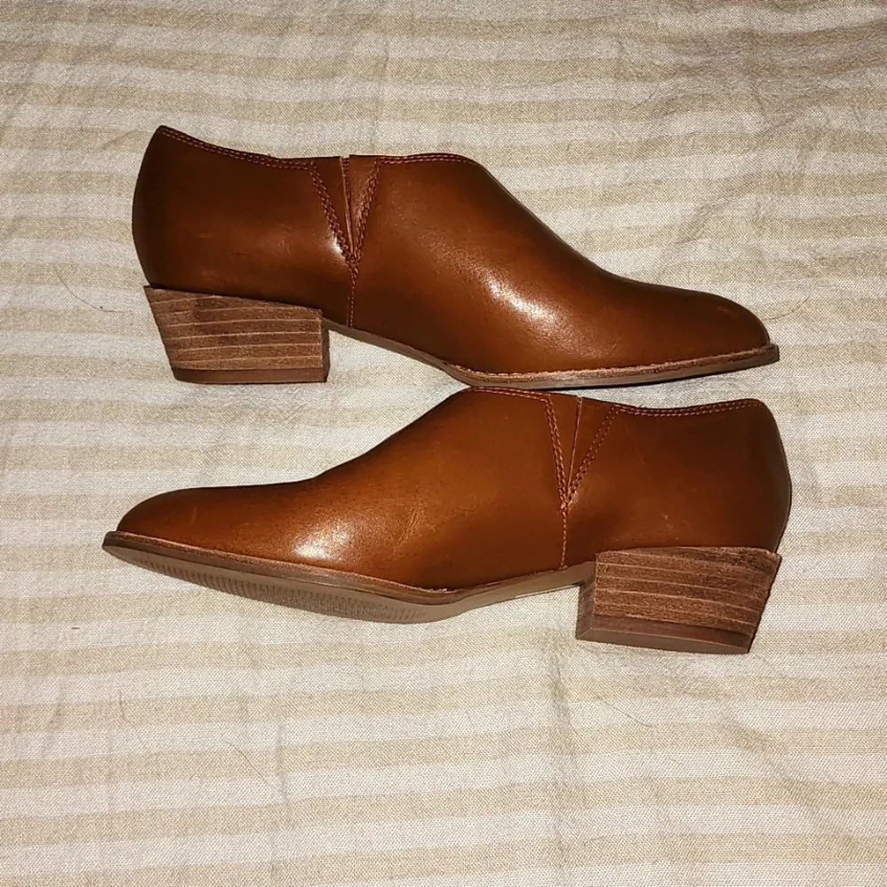 New Madewell "The Lucie" Genuine Leather Caramel Brown Flat Bootie - Picture 5 of 8